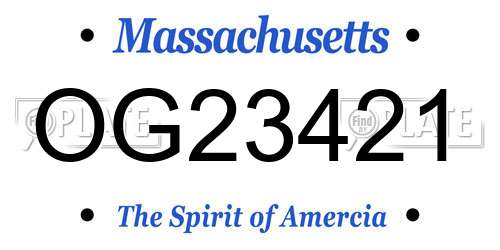 OG23421 Massachusetts License Plate