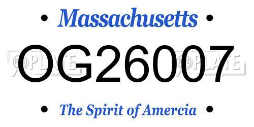 OG26007 Massachusetts License Plate