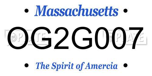 OG2G007 Massachusetts License Plate