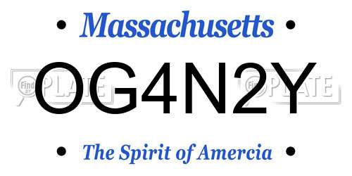 OG4N2Y Massachusetts License Plate