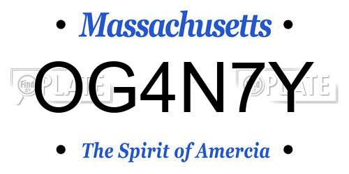 OG4N7Y Massachusetts License Plate