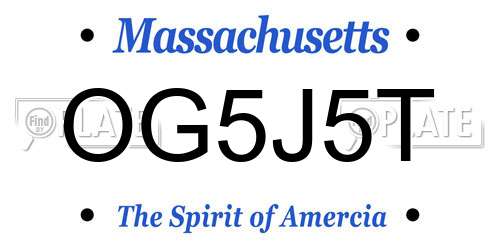 OG5J5T Massachusetts License Plate