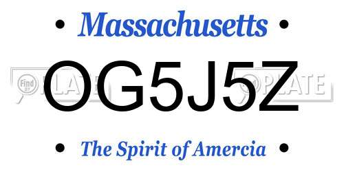 OG5J5Z Massachusetts License Plate