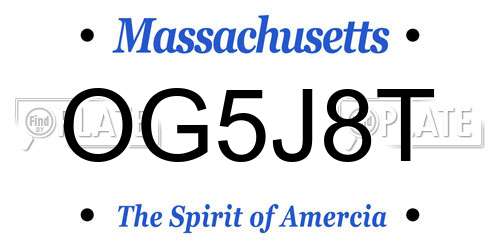 OG5J8T Massachusetts License Plate
