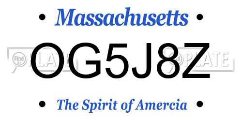 OG5J8Z Massachusetts License Plate
