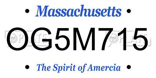 OG5M715 Massachusetts License Plate