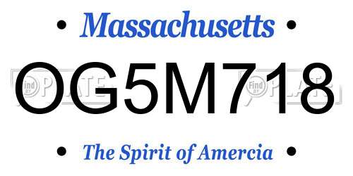 OG5M718 Massachusetts License Plate