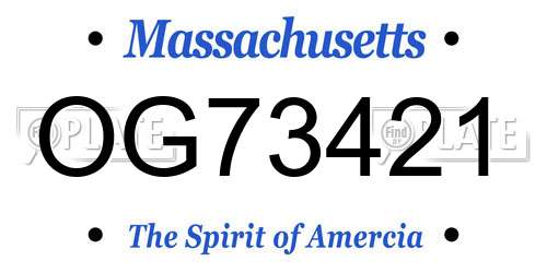 OG73421 Massachusetts License Plate