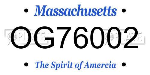 OG76002 Massachusetts License Plate