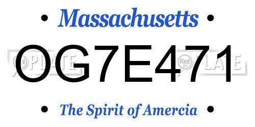 OG7E471 Massachusetts License Plate