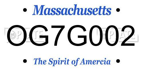 OG7G002 Massachusetts License Plate