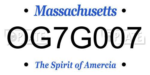 OG7G007 Massachusetts License Plate