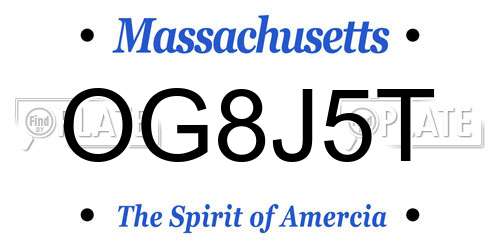 OG8J5T Massachusetts License Plate
