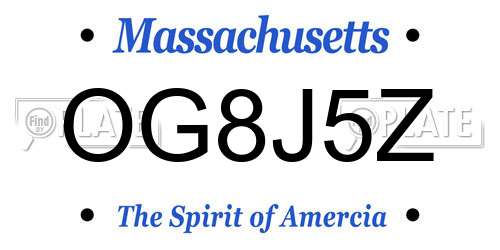 OG8J5Z Massachusetts License Plate