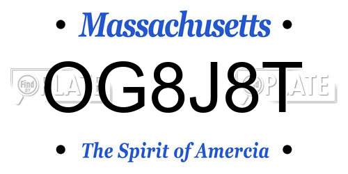 OG8J8T Massachusetts License Plate
