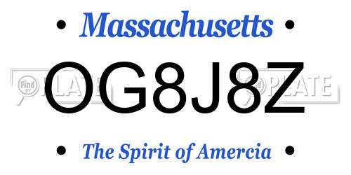 OG8J8Z Massachusetts License Plate