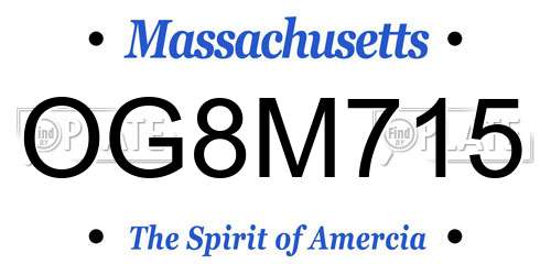 OG8M715 Massachusetts License Plate