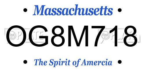 OG8M718 Massachusetts License Plate
