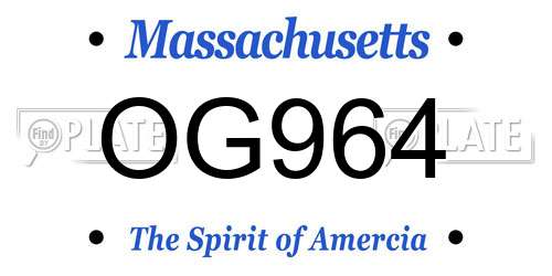 OG964 Massachusetts License Plate