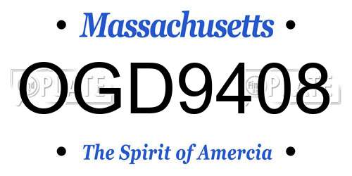 OGD9408 Massachusetts License Plate