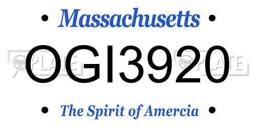 OGI3920 Massachusetts License Plate