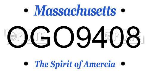 OGO9408 Massachusetts License Plate