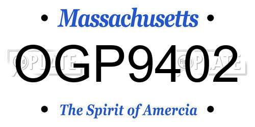 OGP9402 Massachusetts License Plate