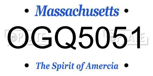 OGQ5051 Massachusetts License Plate