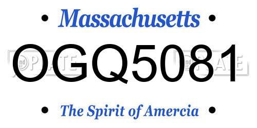 OGQ5081 Massachusetts License Plate