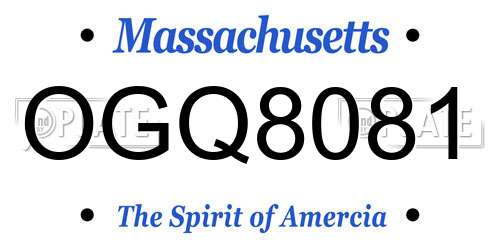OGQ8081 Massachusetts License Plate