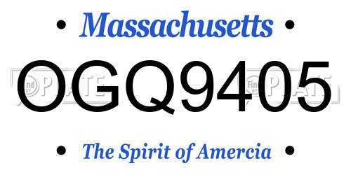 OGQ9405 Massachusetts License Plate