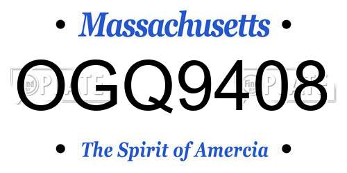 OGQ9408 Massachusetts License Plate