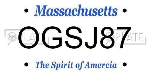 OGSJ87 Massachusetts License Plate