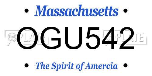 OGU542 Massachusetts License Plate