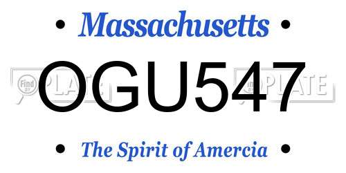 OGU547 Massachusetts License Plate