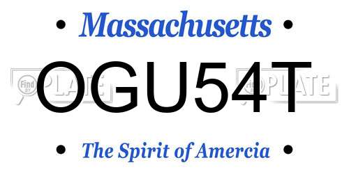 OGU54T Massachusetts License Plate