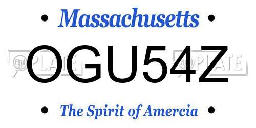 OGU54Z Massachusetts License Plate