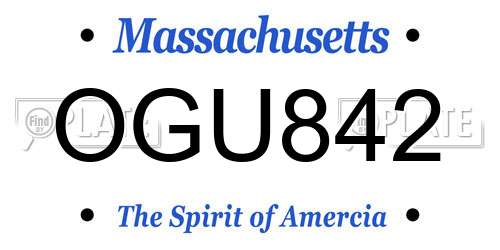 OGU842 Massachusetts License Plate