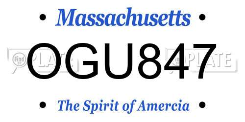 OGU847 Massachusetts License Plate