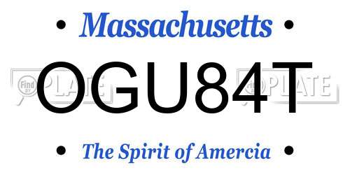 OGU84T Massachusetts License Plate