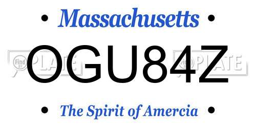 OGU84Z Massachusetts License Plate