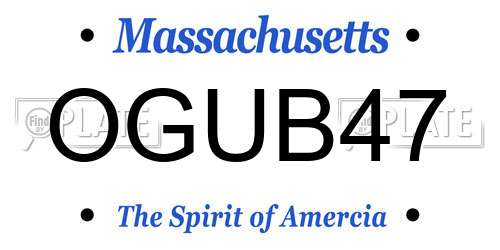 OGUB47 Massachusetts License Plate