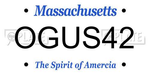 OGUS42 Massachusetts License Plate
