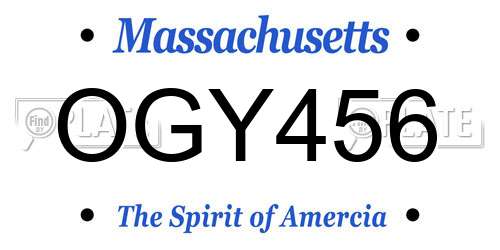 OGY456 Massachusetts License Plate