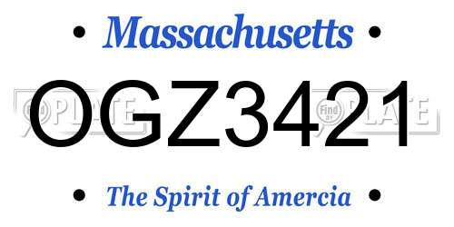 OGZ3421 Massachusetts License Plate
