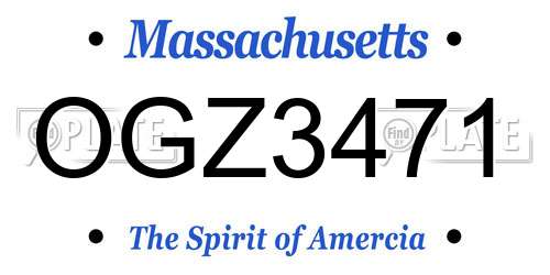 OGZ3471 Massachusetts License Plate