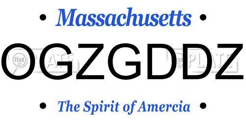 OGZGDDZ Massachusetts License Plate