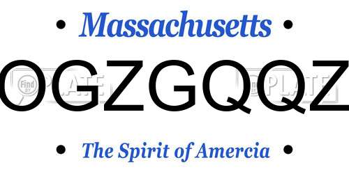 OGZGQQZ Massachusetts License Plate