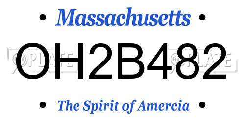 OH2B482 Massachusetts License Plate