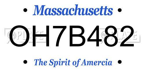 OH7B482 Massachusetts License Plate